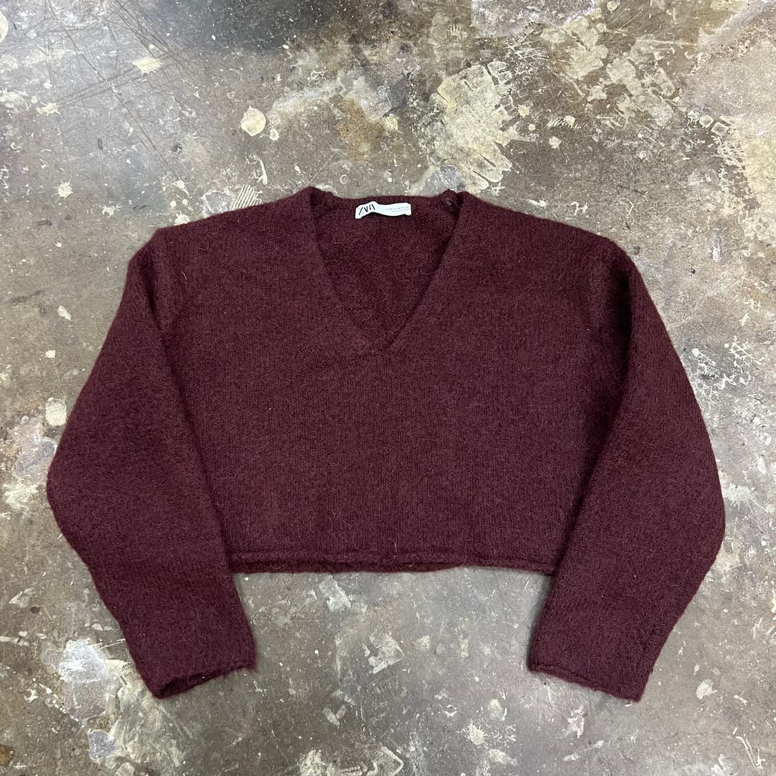 M) ZARA 자라 크롭 브이넥 니트 스웨터 상품이미지2