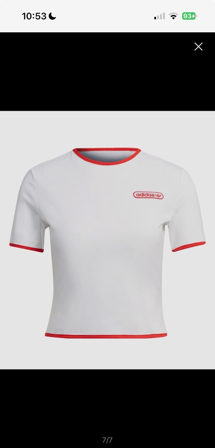 아디다스 바인딩 디테일 크롭티 레드 화이트 상품이미지3