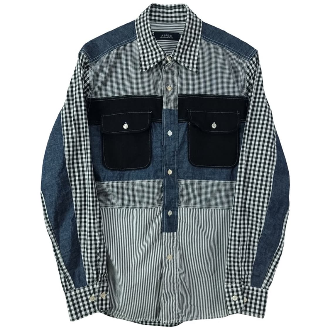 [아스페시] 멀티 체크 데님 도킹 투포켓 셔츠 M20066 상품이미지2