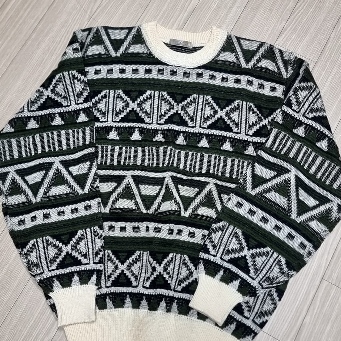 WIX CLUB 빈티지 패턴 니트 그린/아이보리(100,105) 상품이미지1