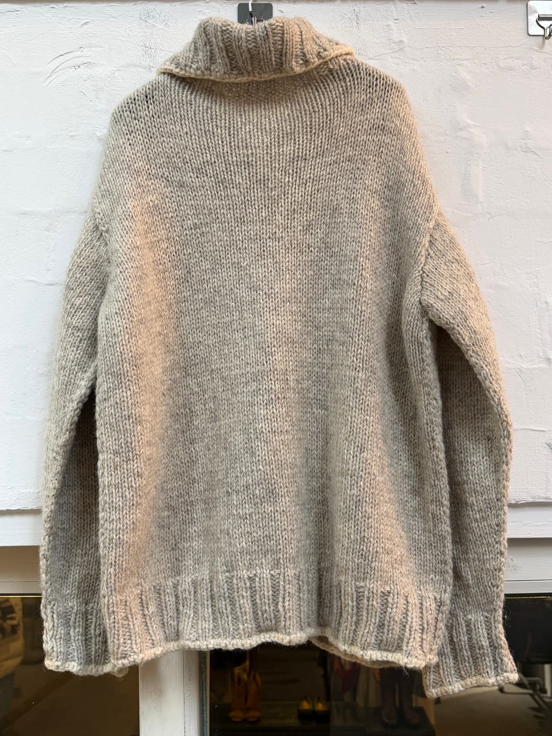 MADE IN NEPAL 100% wool 오트밀 니트 가디건 상품이미지7