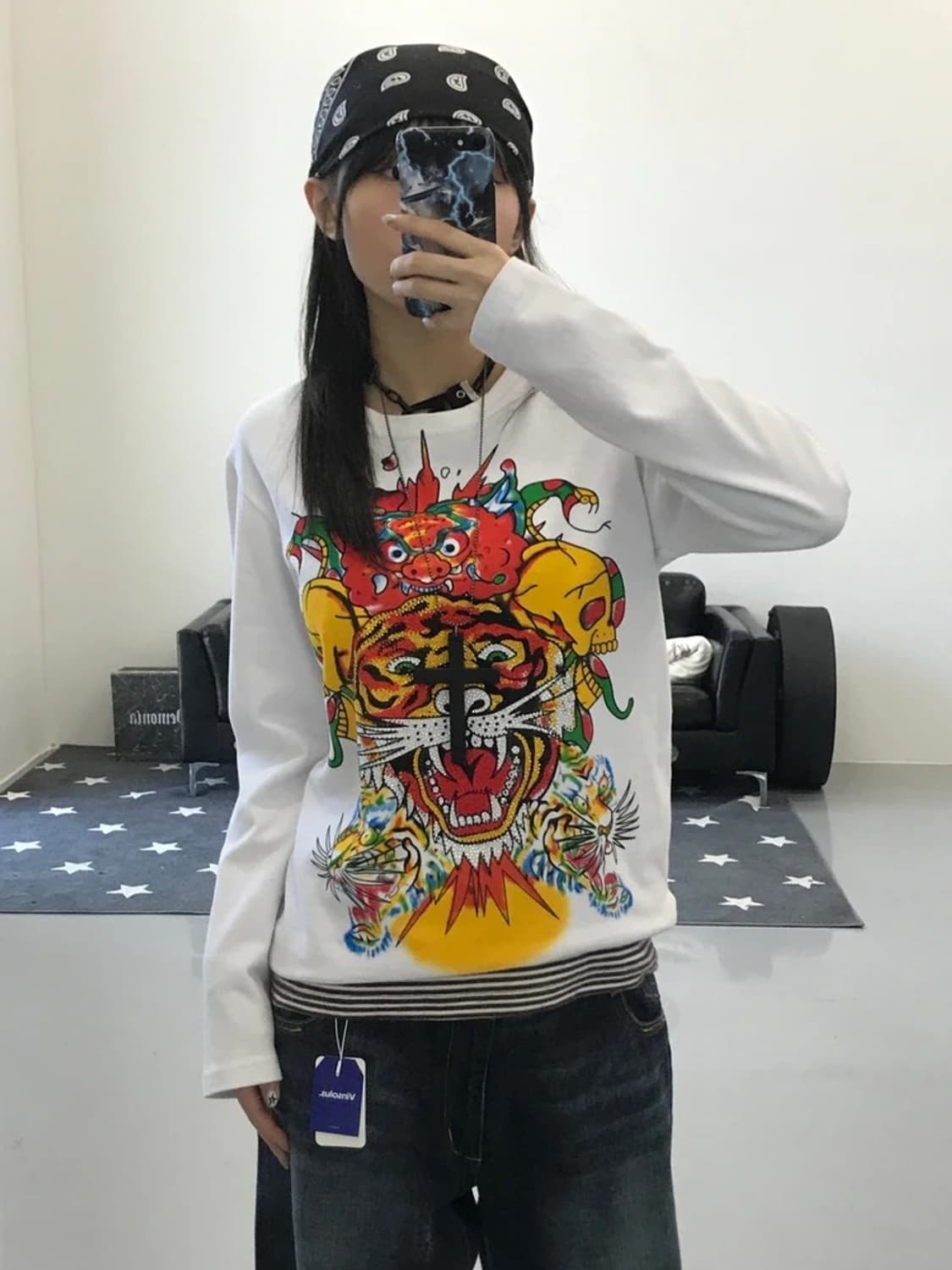 에드하디 화이트 프린팅 롱슬리브 상품이미지2
