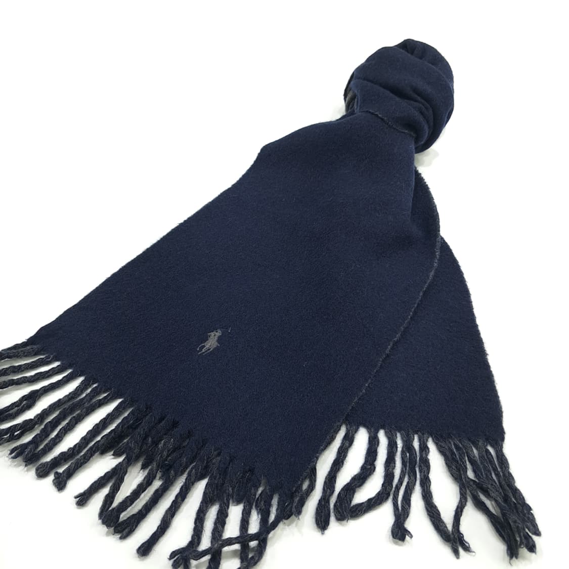 MX176 폴로 랄프로렌 네이비 그레이 울 양면 목도리 머플러 상품이미지2