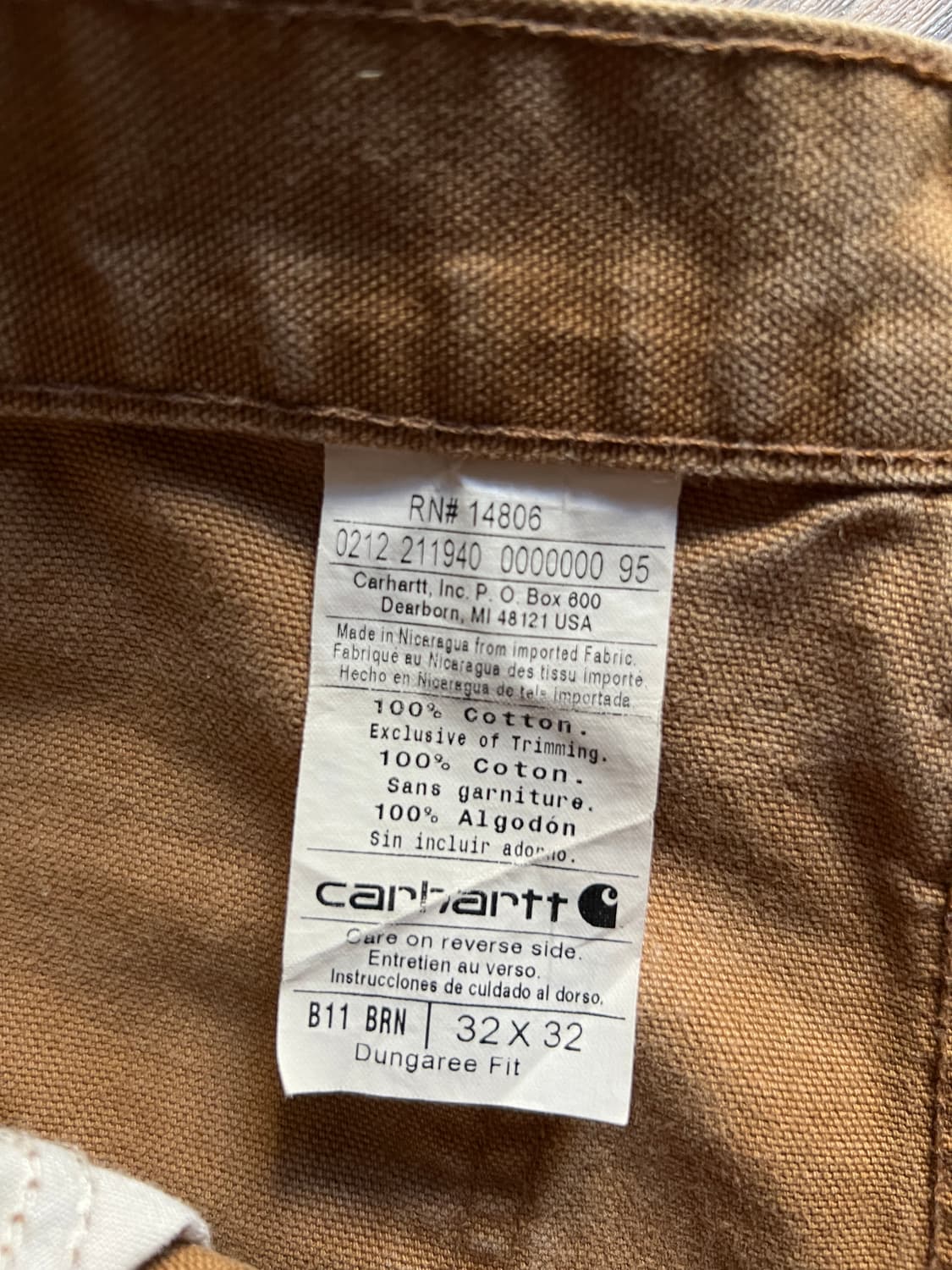 [32]칼하트 USA 덩가리핏 빈티지 페인팅 브라운 싱글니 워크 팬츠 상품이미지9