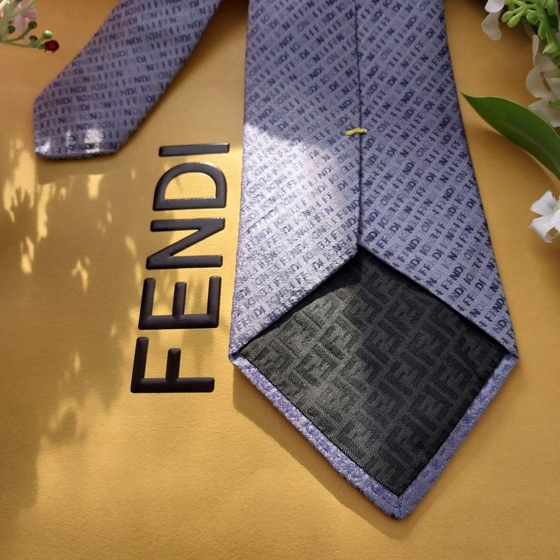 펜디 실크 블루&바이올렛 이니셜 자카드 넥타이 9cm A+등급 K1643 상품이미지6