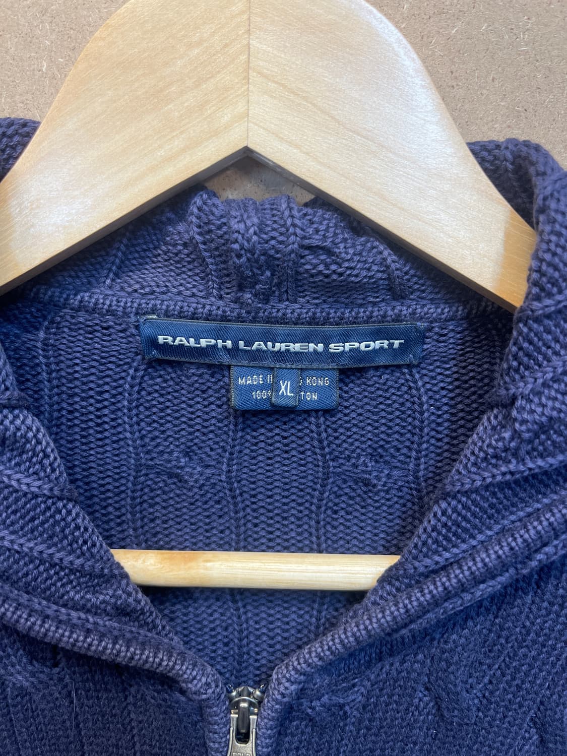 폴로 랄프로렌 네이비 케이블 니트 집업 후드 M 상품이미지2