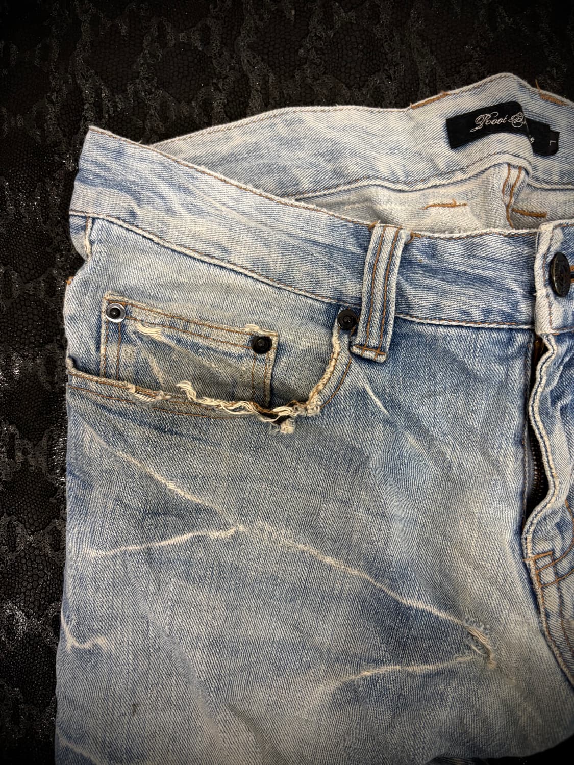 “Vintage”Double Zipper Detail Crack Wash 상품이미지5