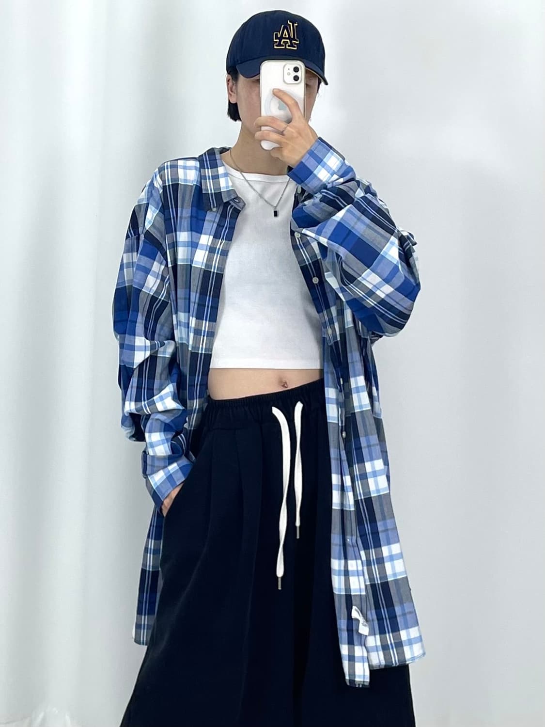 [4XL]POLO 블루체크 긴팔 셔츠 상품이미지1