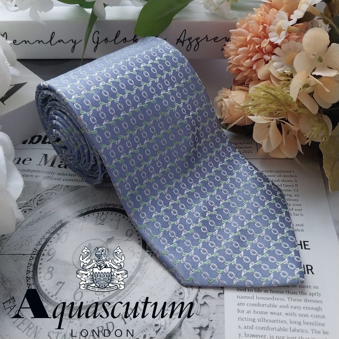 아쿠아스큐텀 실크 마이크로 기하 넥타이 9.2cm A+등급 K1793
 상품이미지2