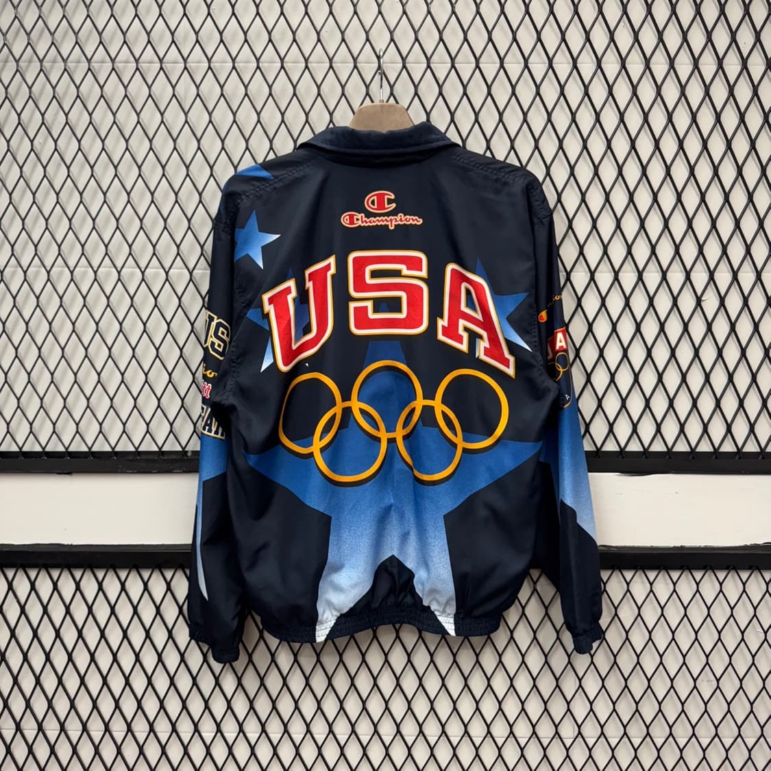 챔피온 USA 팀 자켓 1996 아틀란타 올림픽 빅로고 스타 프린팅 블랙 상품이미지2
