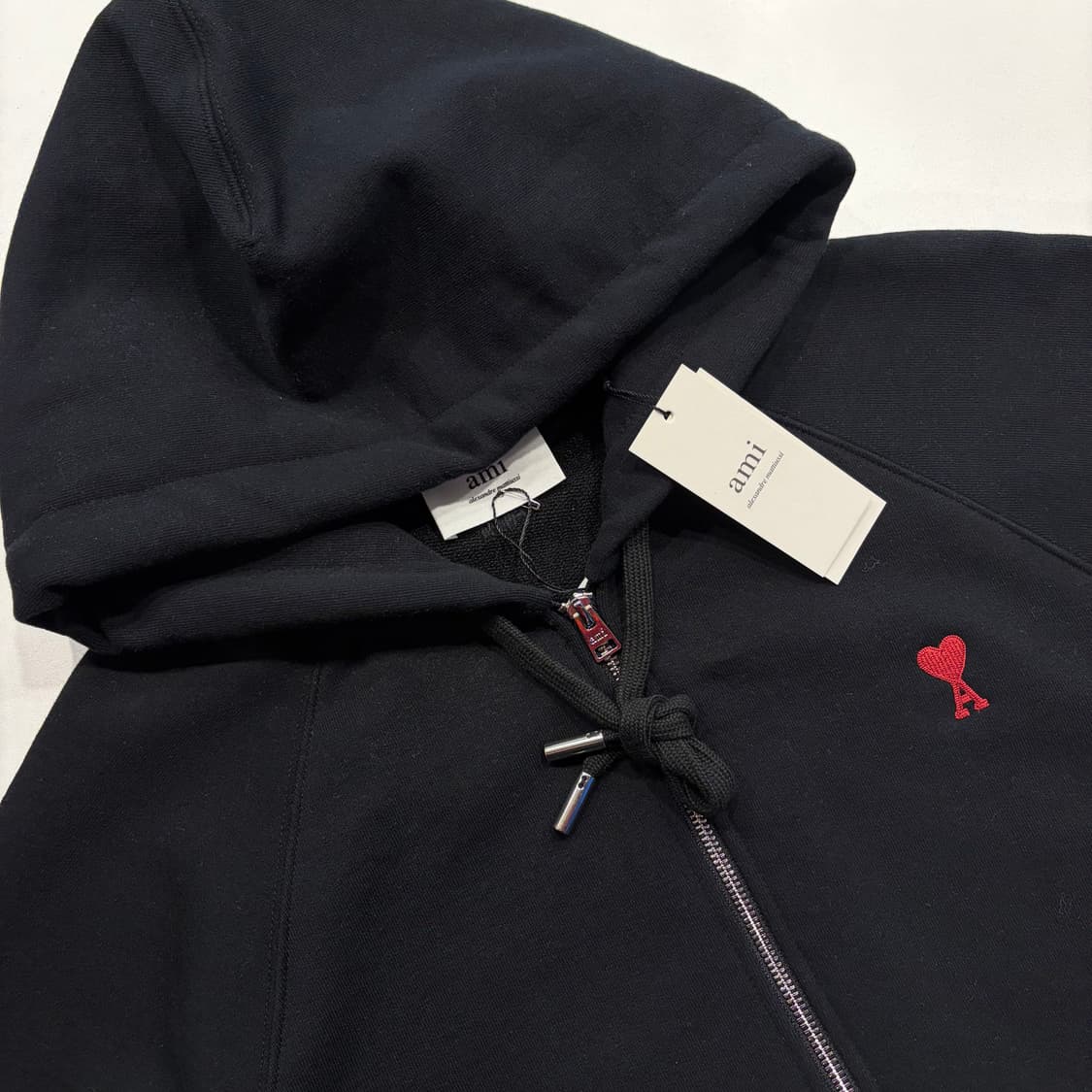 [XL] 아미 스몰 하트 로고 블랙 후드집업 새상품 C444 상품이미지4