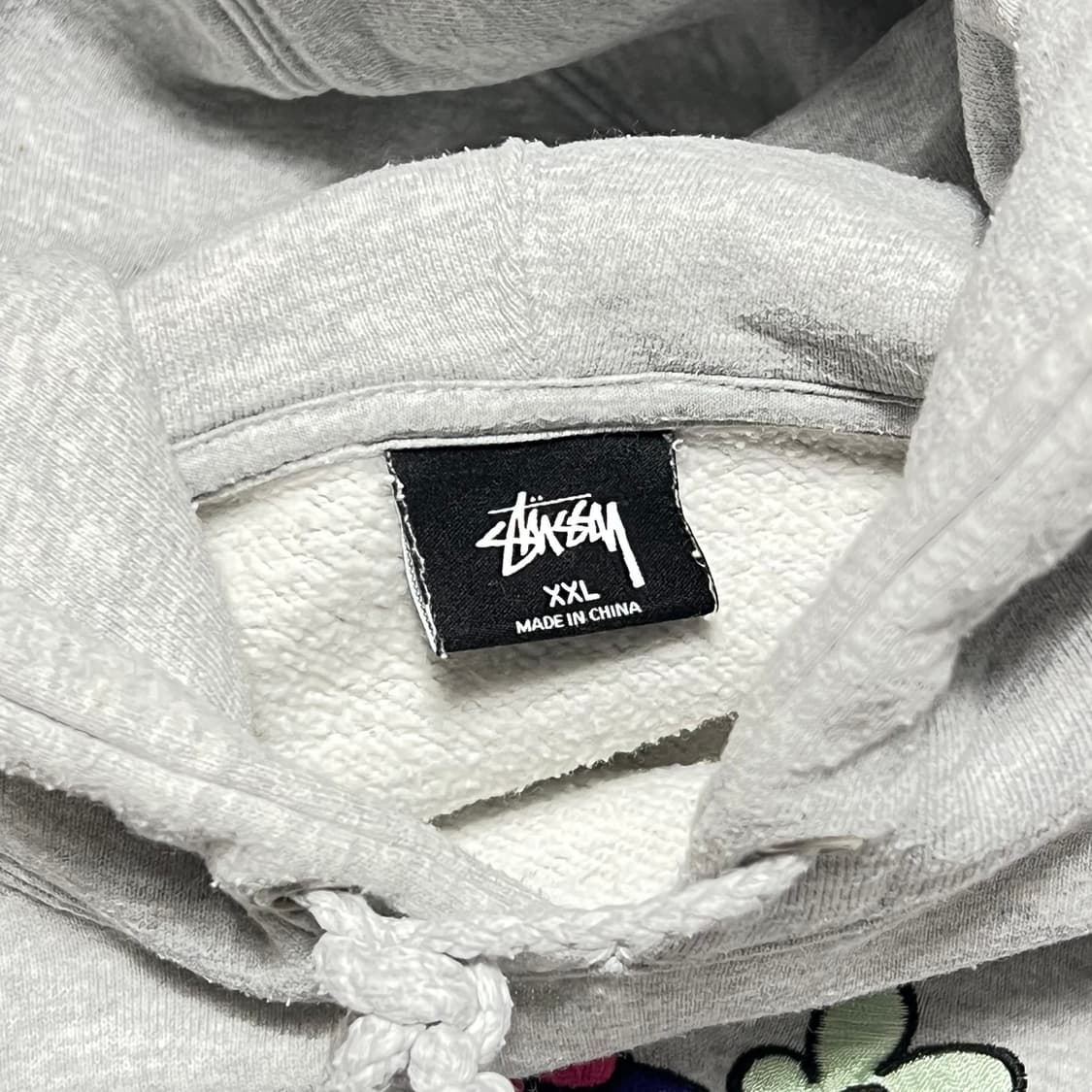 XXL 스투시 플라워 자수 기모 그레이 후드티 상품이미지4