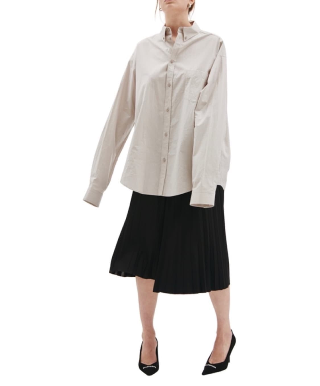 발렌시아가 유니섹스 베이지 오버핏 코튼셔츠  상품이미지3