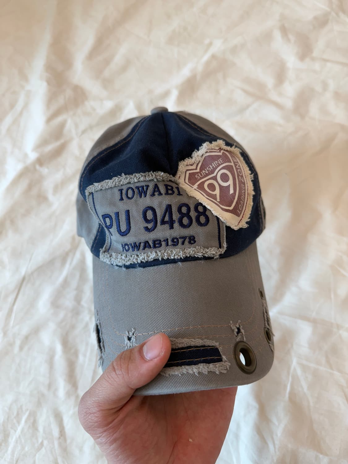 YOWABI PU948 디스트레스드 패치 볼캡 상품이미지4