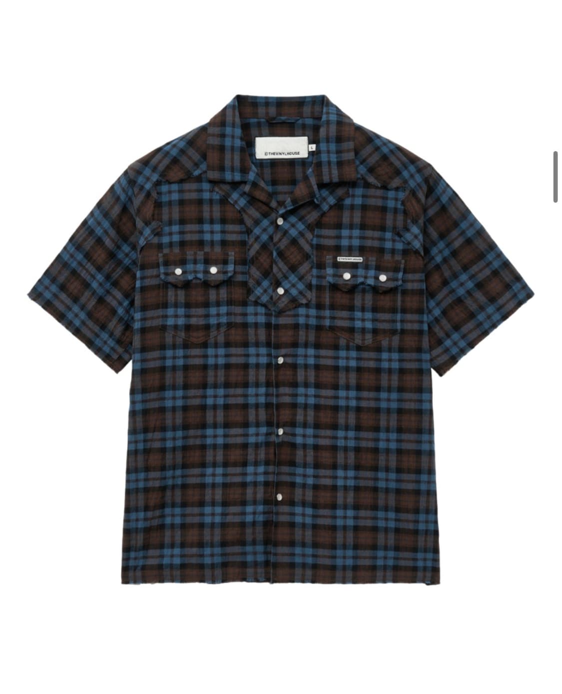 더바이닐하우스 웨스턴 숏 슬리브 셔츠 네이비 블루 s 상품이미지4