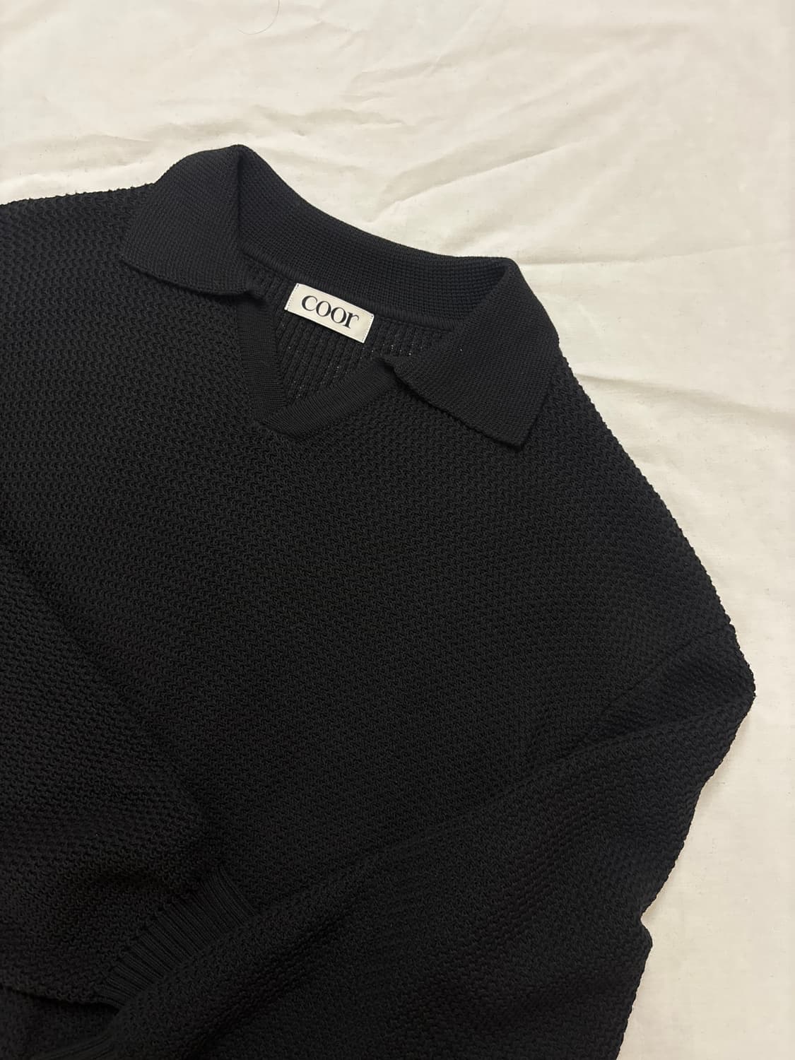 택포/S급) COOR 코튼 칼라 니트 스웨터 블랙 상품이미지1