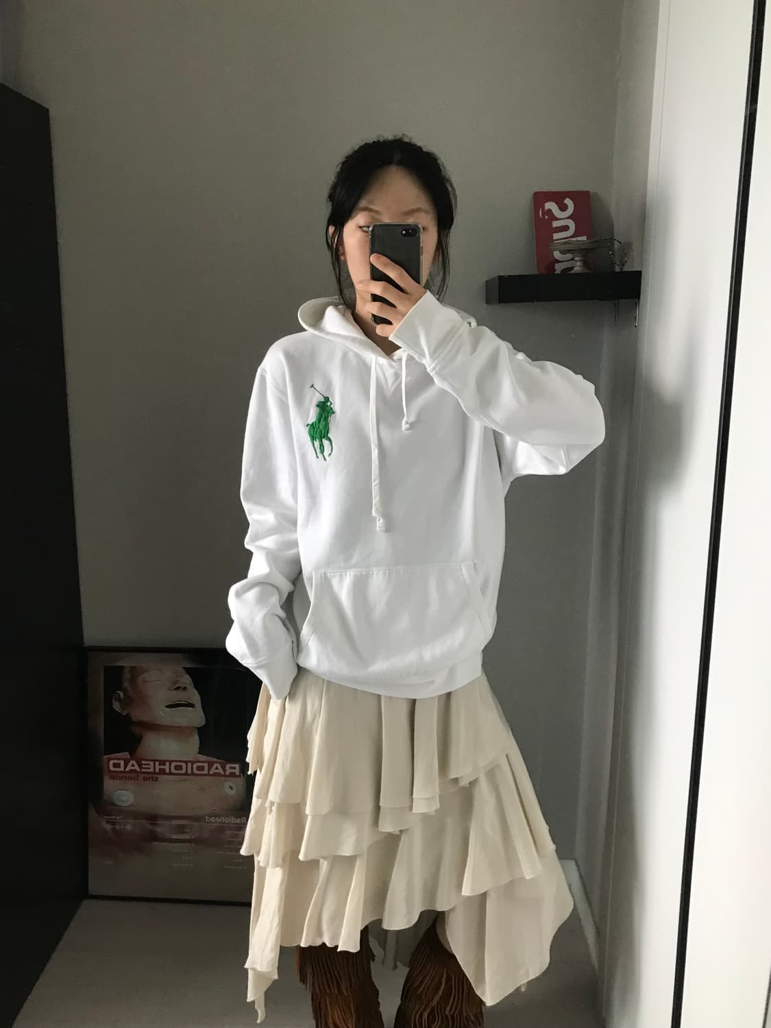 대장급 폴로 랄프로렌 빅포니로고 화이트 후드티 상품이미지3