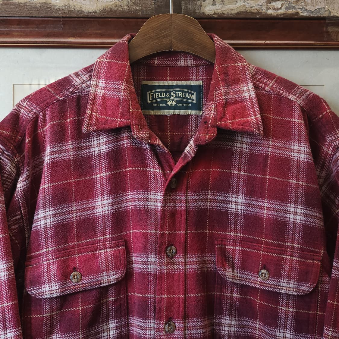 90s 빈티지 체크셔츠 헤비 플란넬 워크셔츠 썬페이딩 레드 xl 상품이미지3