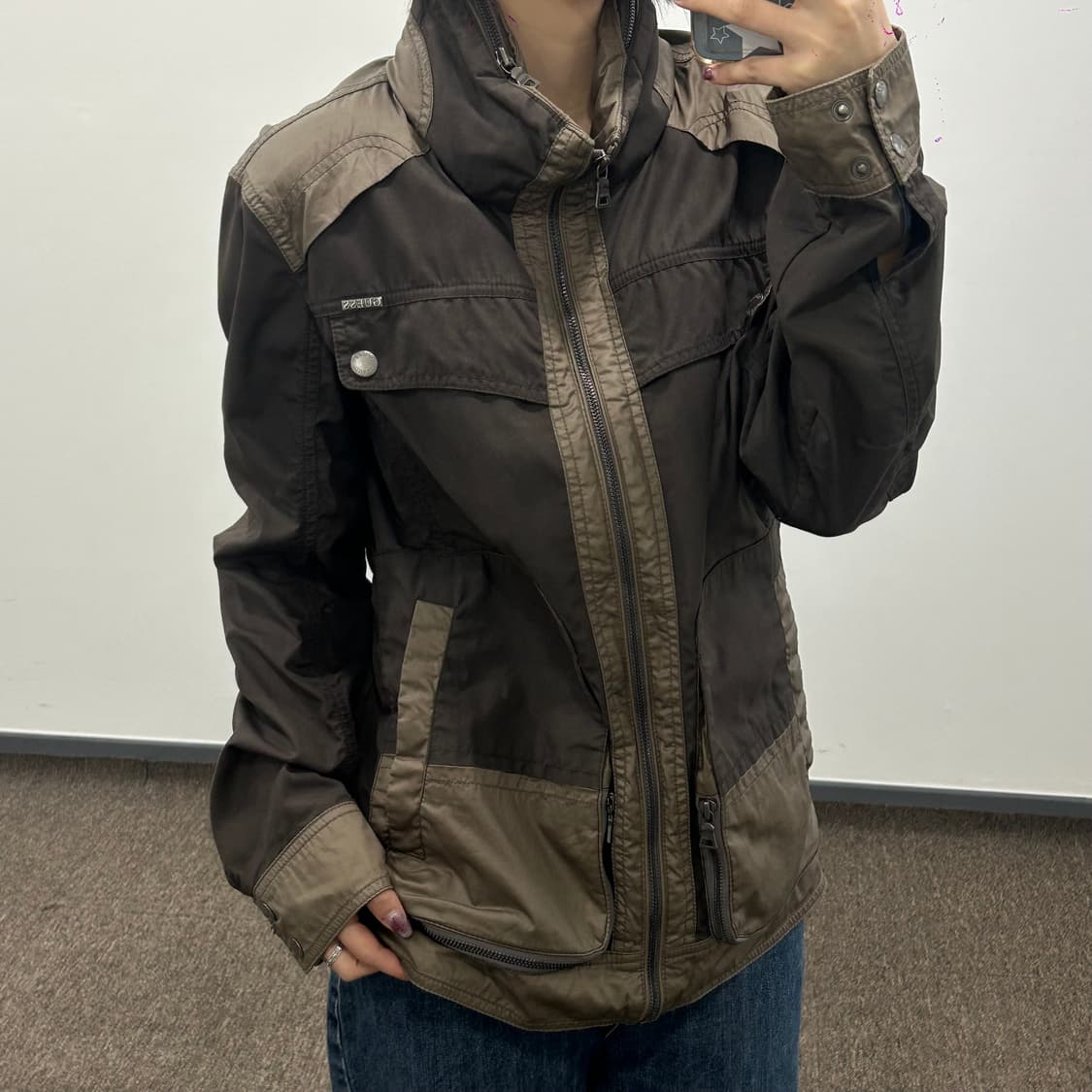 Guess 게스 90‘s 브라운 배색 자켓 상품이미지1