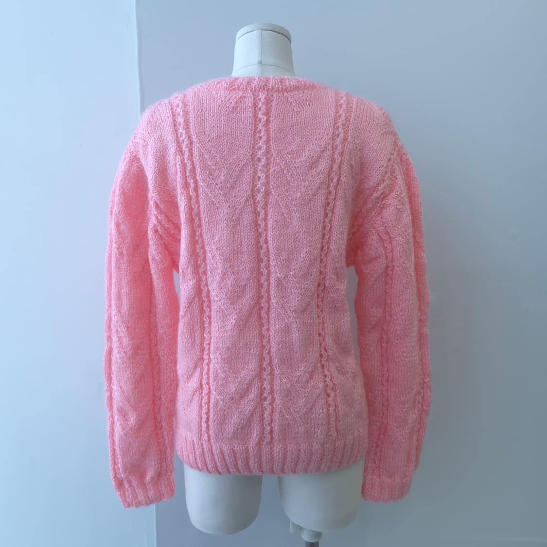 파스텔 핑크 헤어리 케이블 니트 가디건 상품이미지2