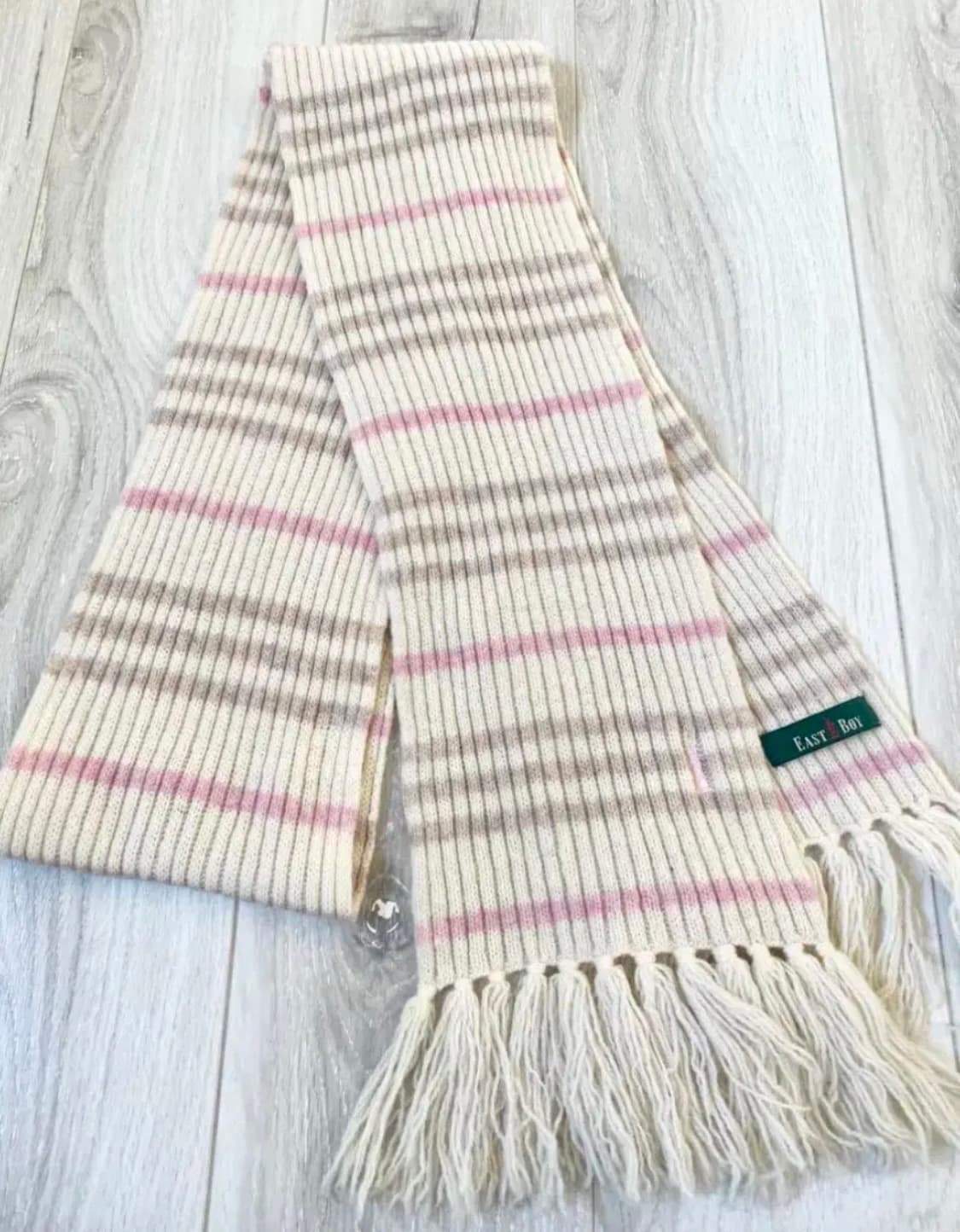이스트보이 스트라이프 니트 머플러 라떼갸루 딸초 상품이미지2