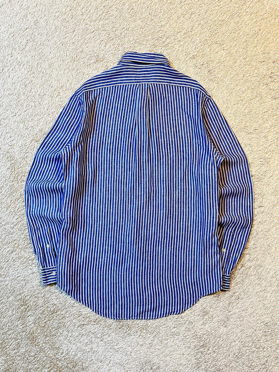 폴로 랄프로렌 신형 클래식핏 옐로우포니 스트라이프 린넨셔츠 블루 상품이미지3