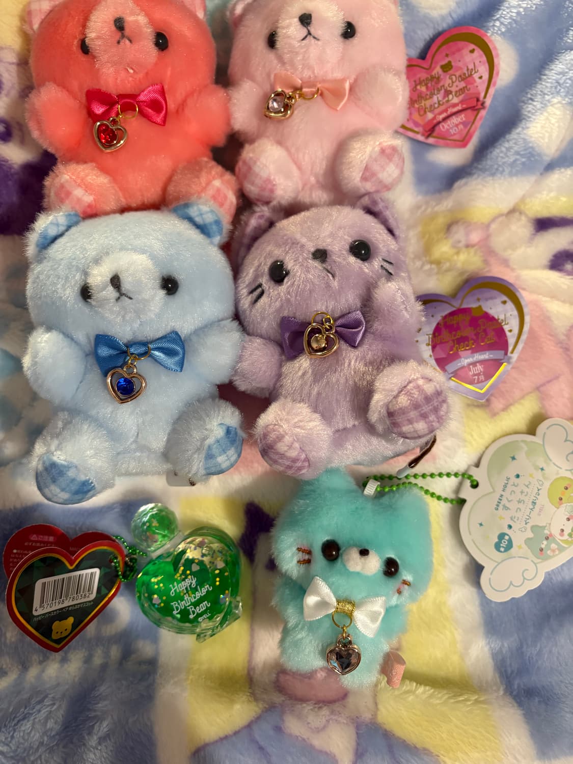 세트) 탄생석 곰 고양이 인형 키링 산리오 키티 태닝 리락쿠마 상품이미지3