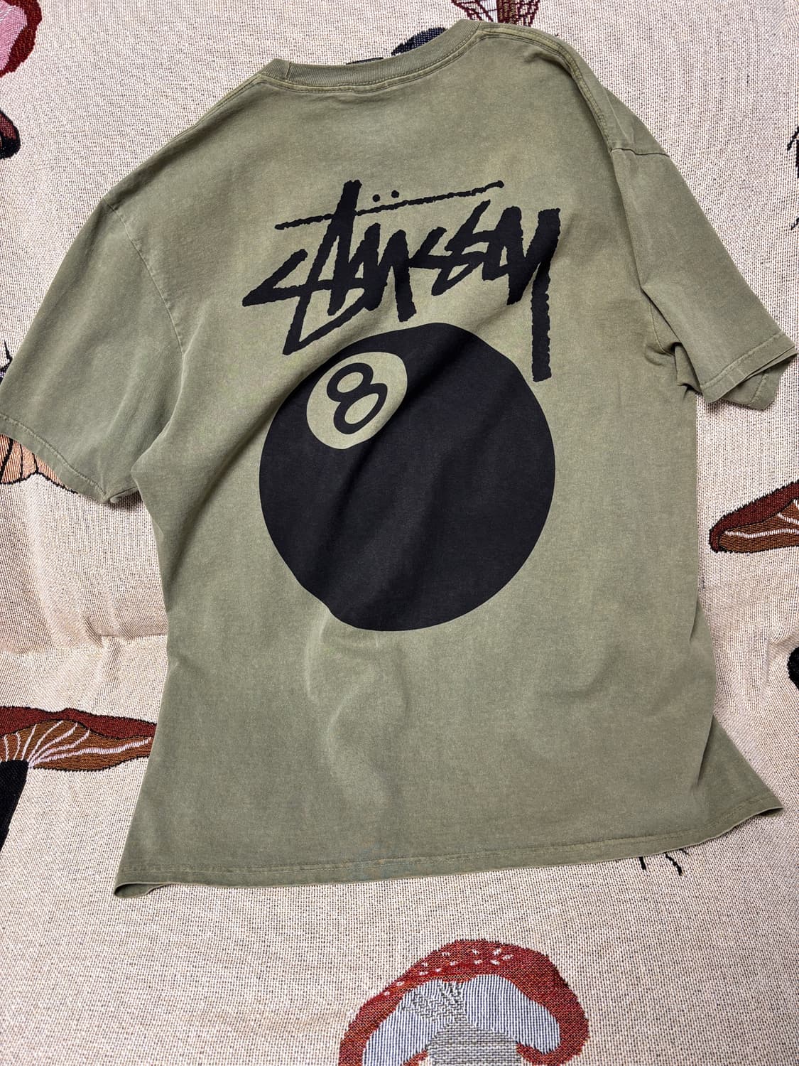 스투시 8볼 피그먼트 다이트 티셔츠 올리브 L 상품이미지3