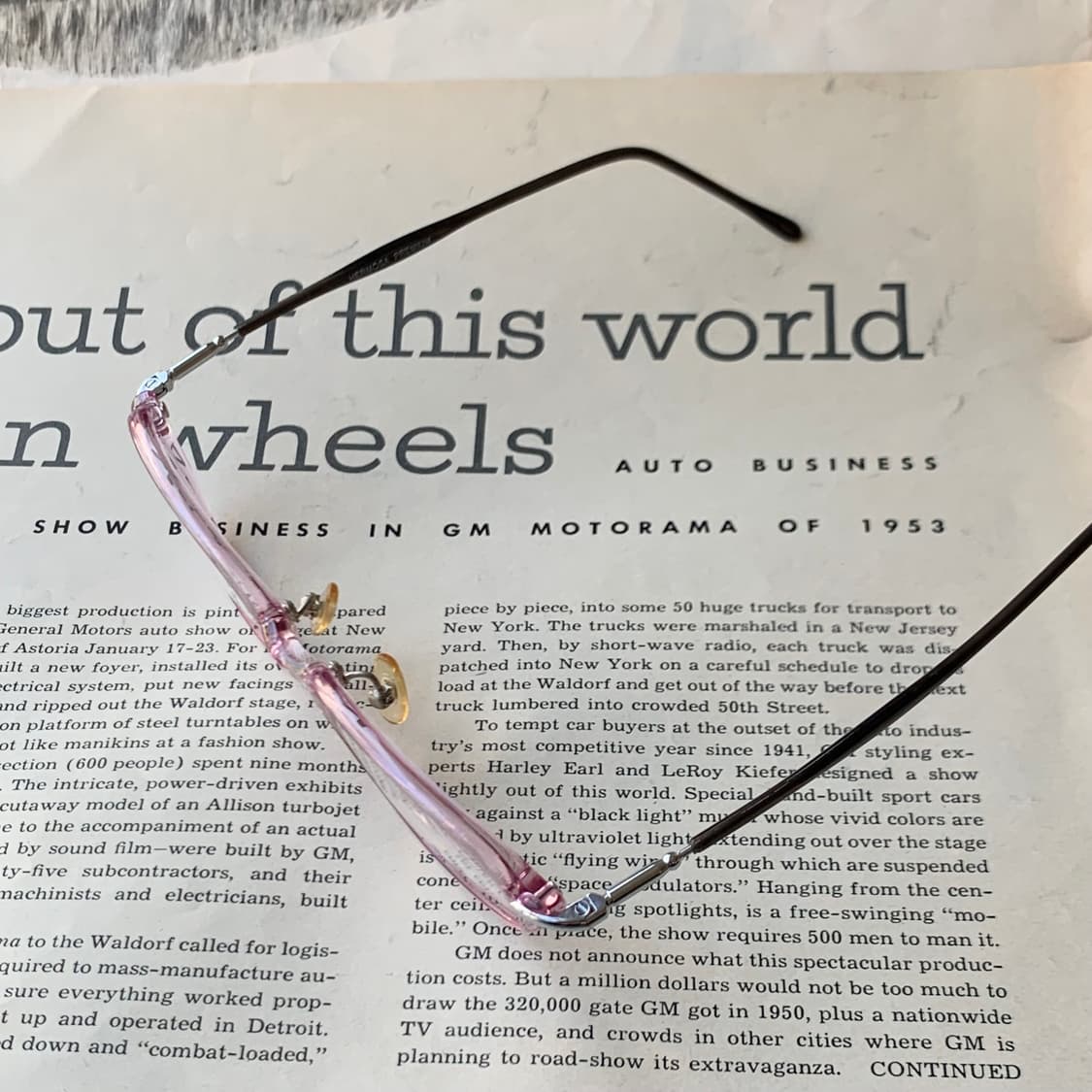 735 데드스탁 투톤 스퀘어 클리어 핑크 초경량 빈티지안경 상품이미지5