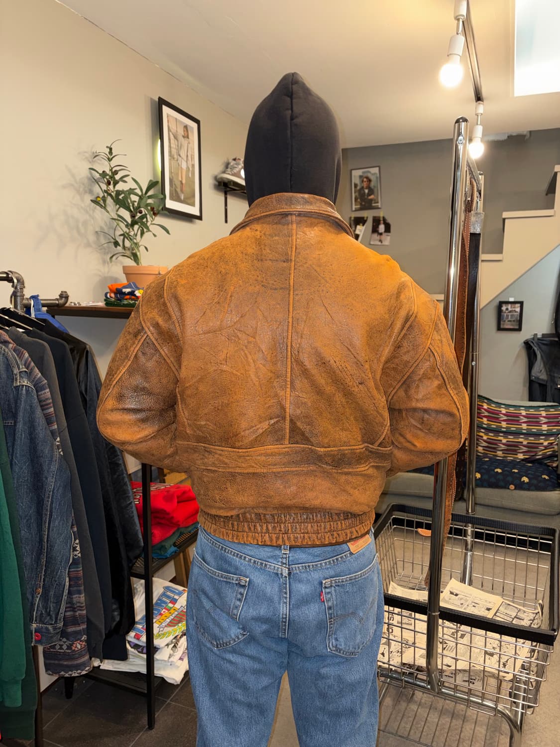 90’s Japanese cow-leather aged bomber  상품이미지8