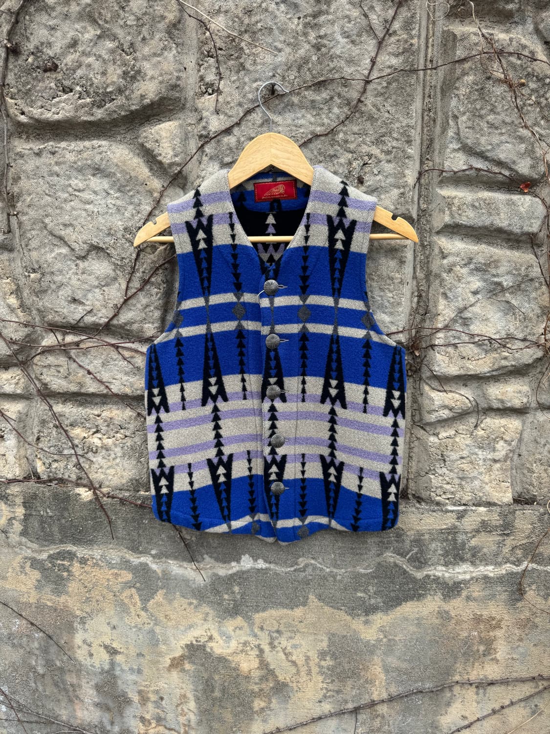 인디언 모터사이클 빈티지 콘쵸버튼 웨스턴 울 베스트 m 상품이미지1