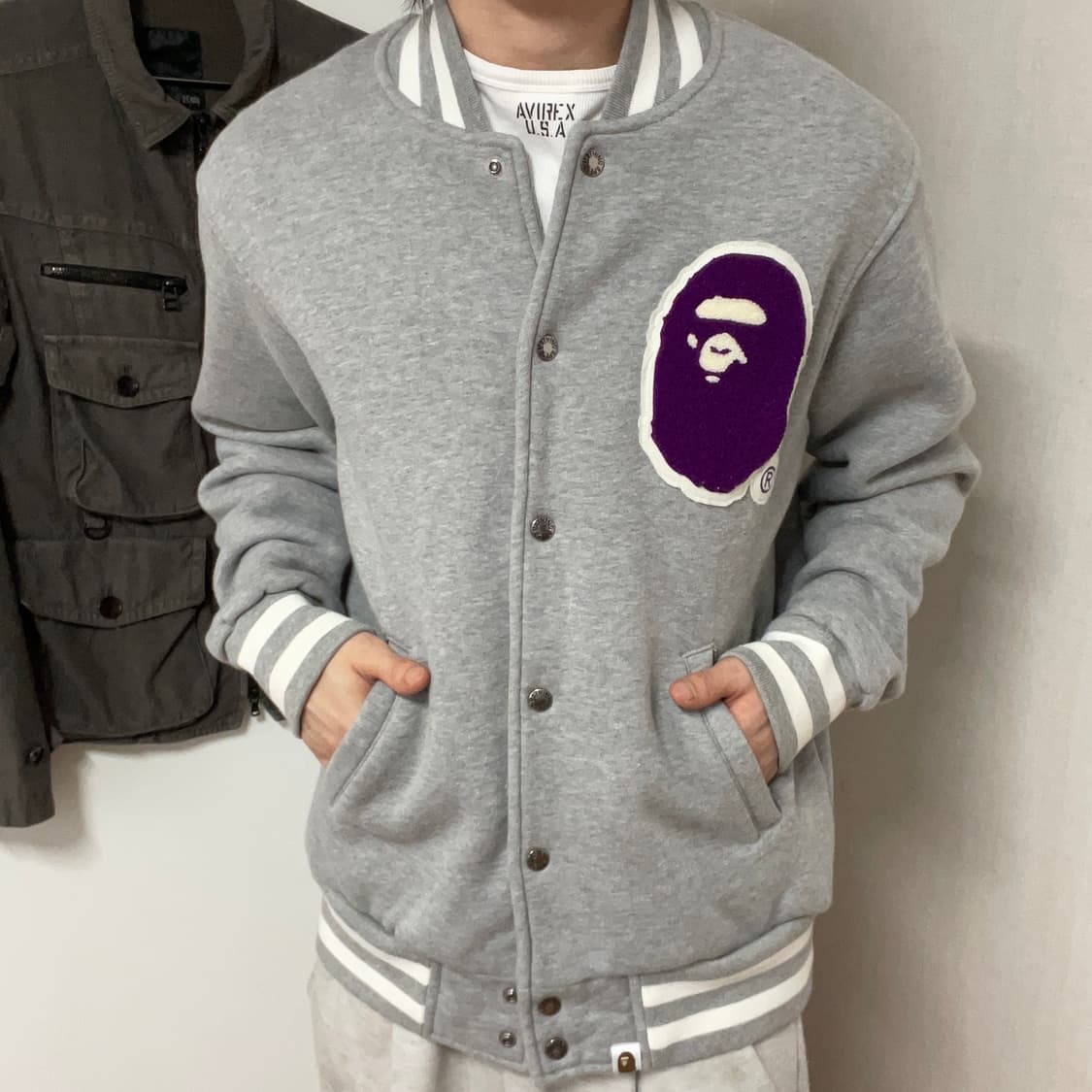 PURPLE LOGO BAPE VARSITY JACKET 상품이미지2