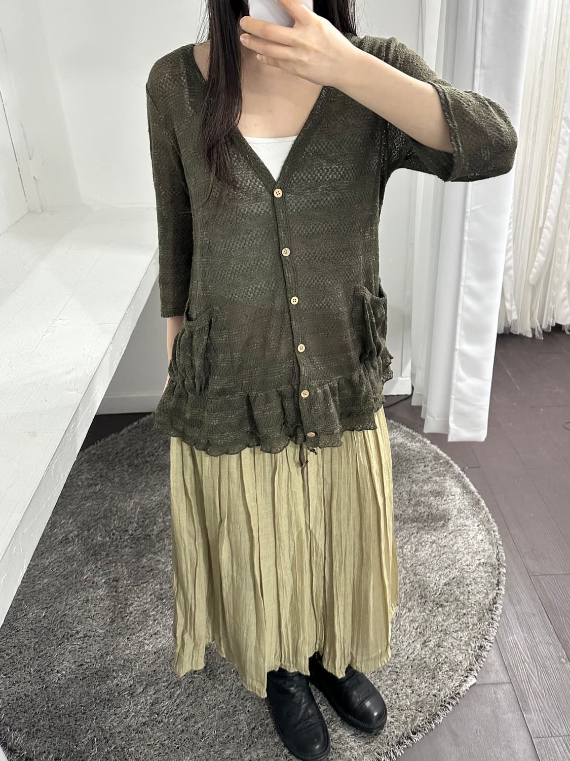 natural flare banding skirt 상품이미지3