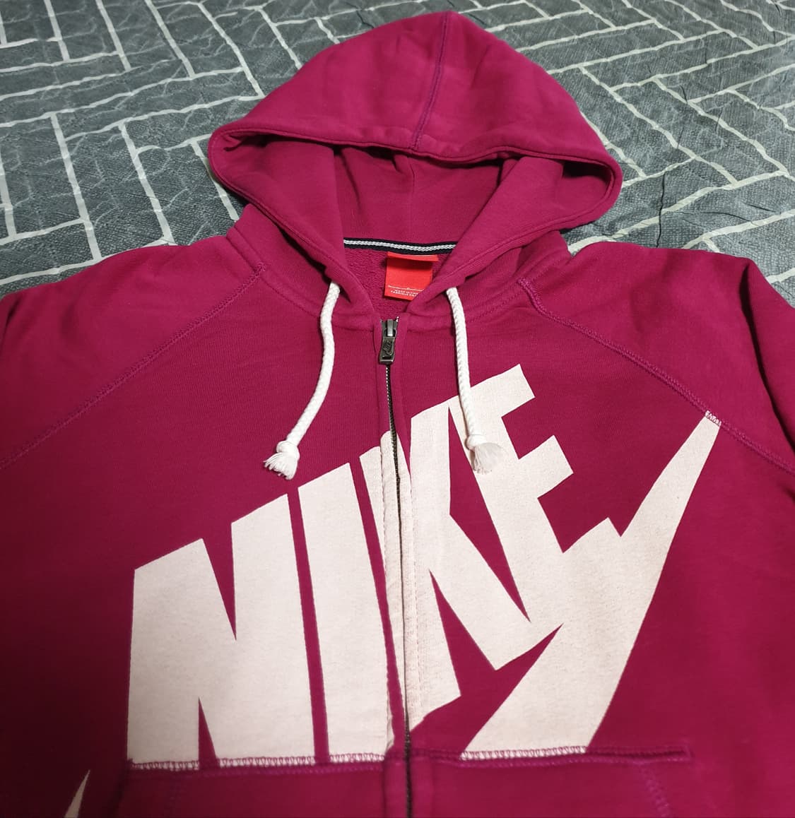 나이키 빈티지 올드스쿨 크롭 후드 짚업 버건디 (S) 상품이미지2