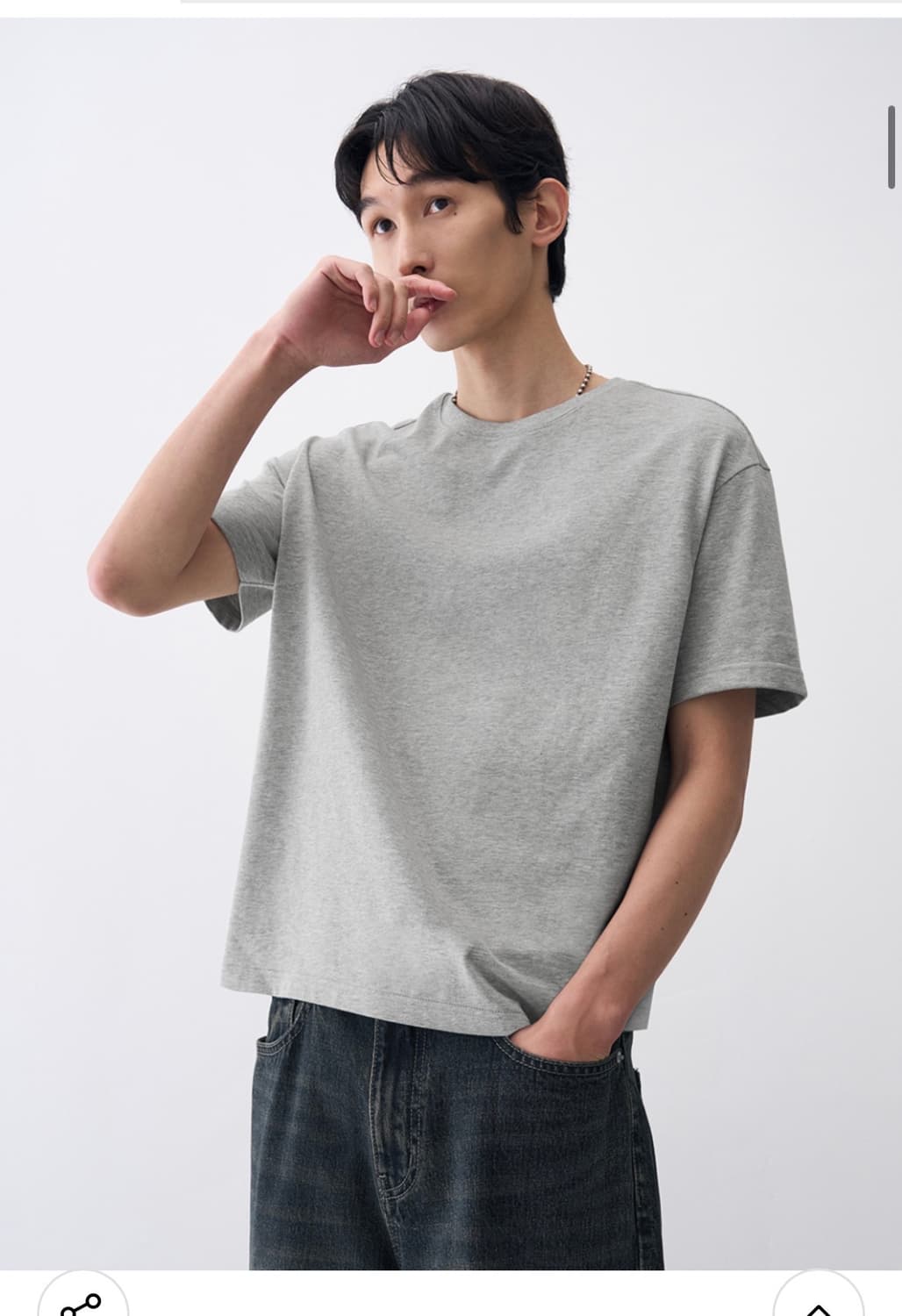 (XL) 드로우핏 헤일 코튼 크롭 하프 티셔츠 [M.GREY] 반팔 상품이미지6