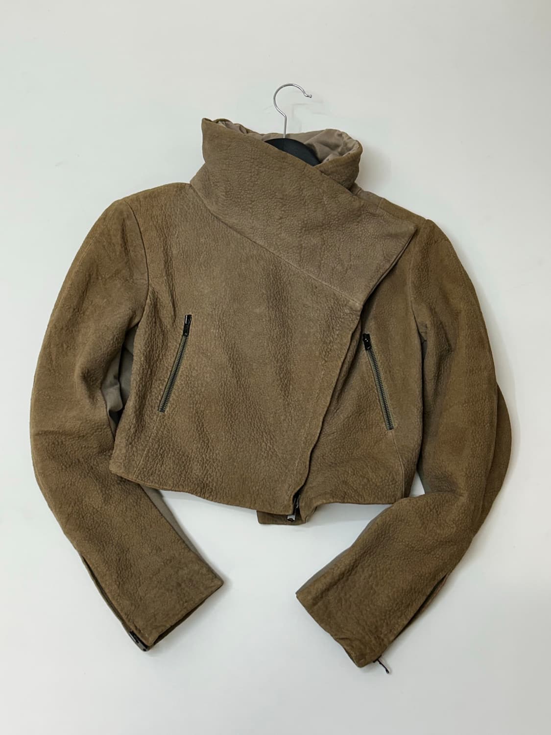 VTG 양가죽 투웨이 하이넥 크롭 라이더 자켓 상품이미지2