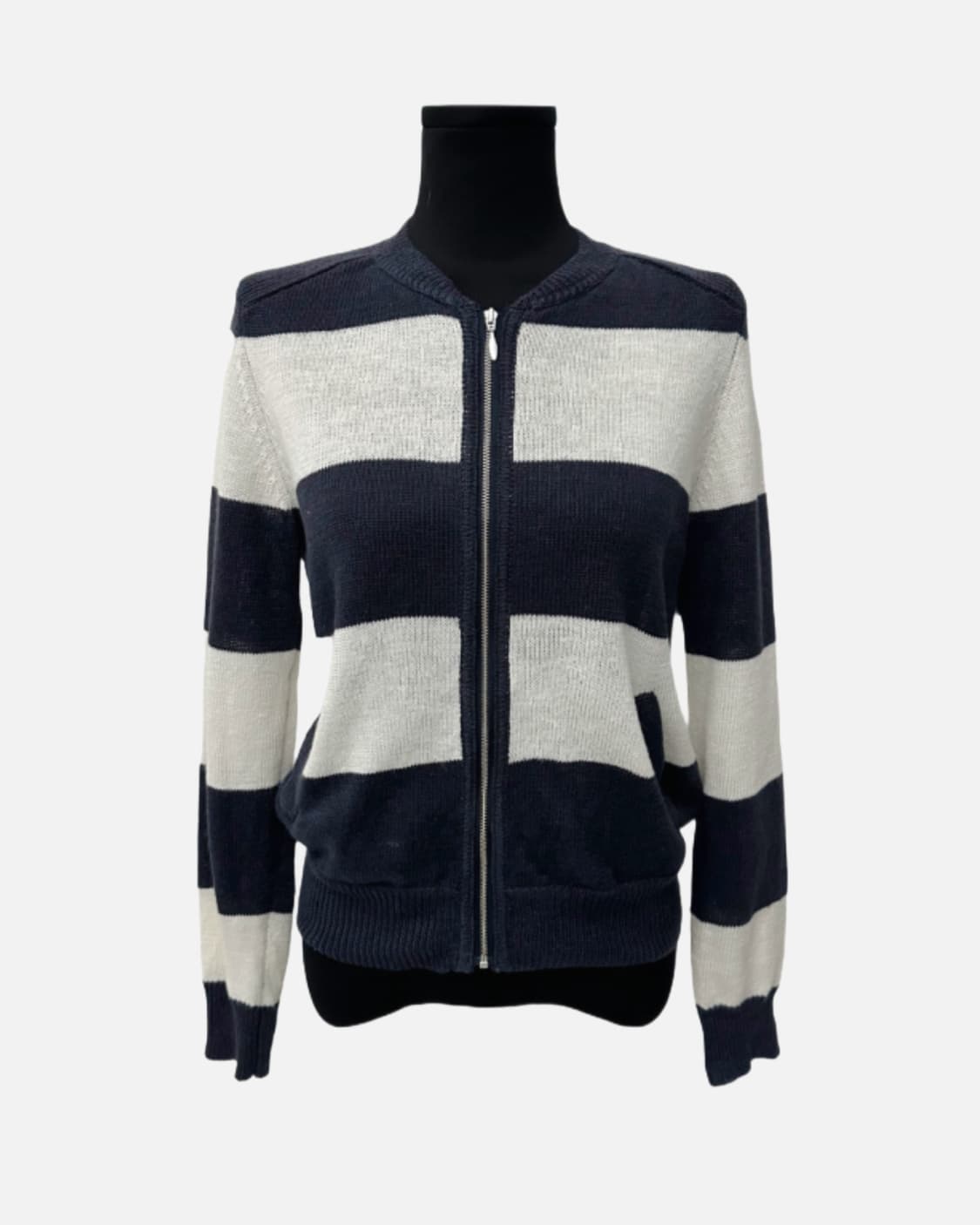 navy strip knit zip-up 상품이미지5