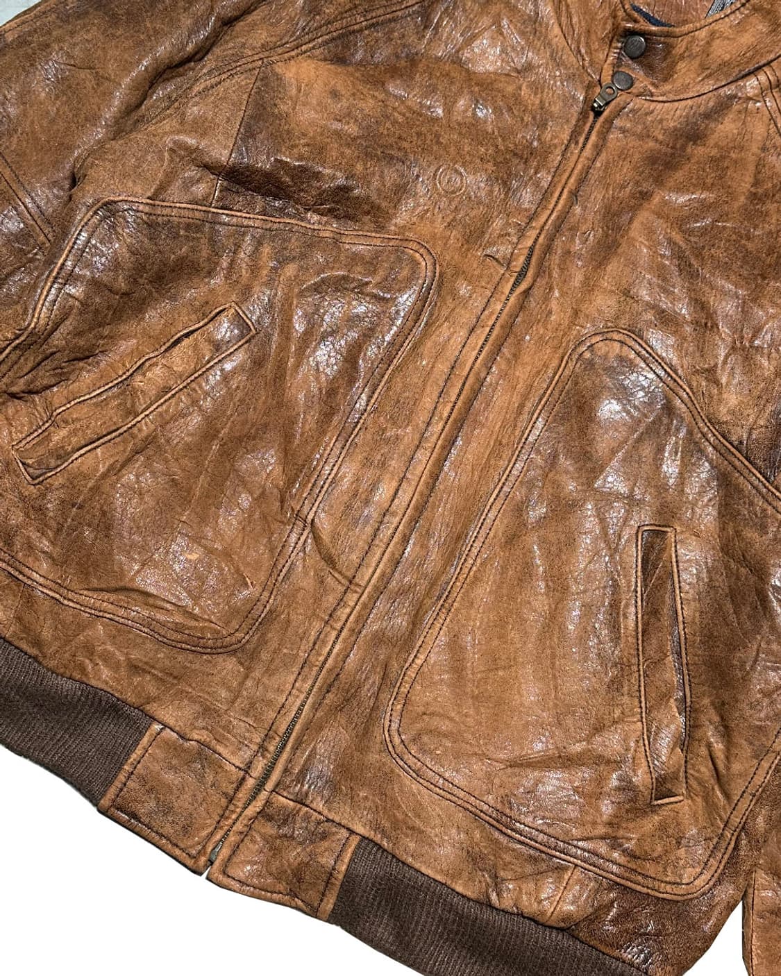 Old 헤비 리얼 레더 에이징 레이싱 자켓 상품이미지4