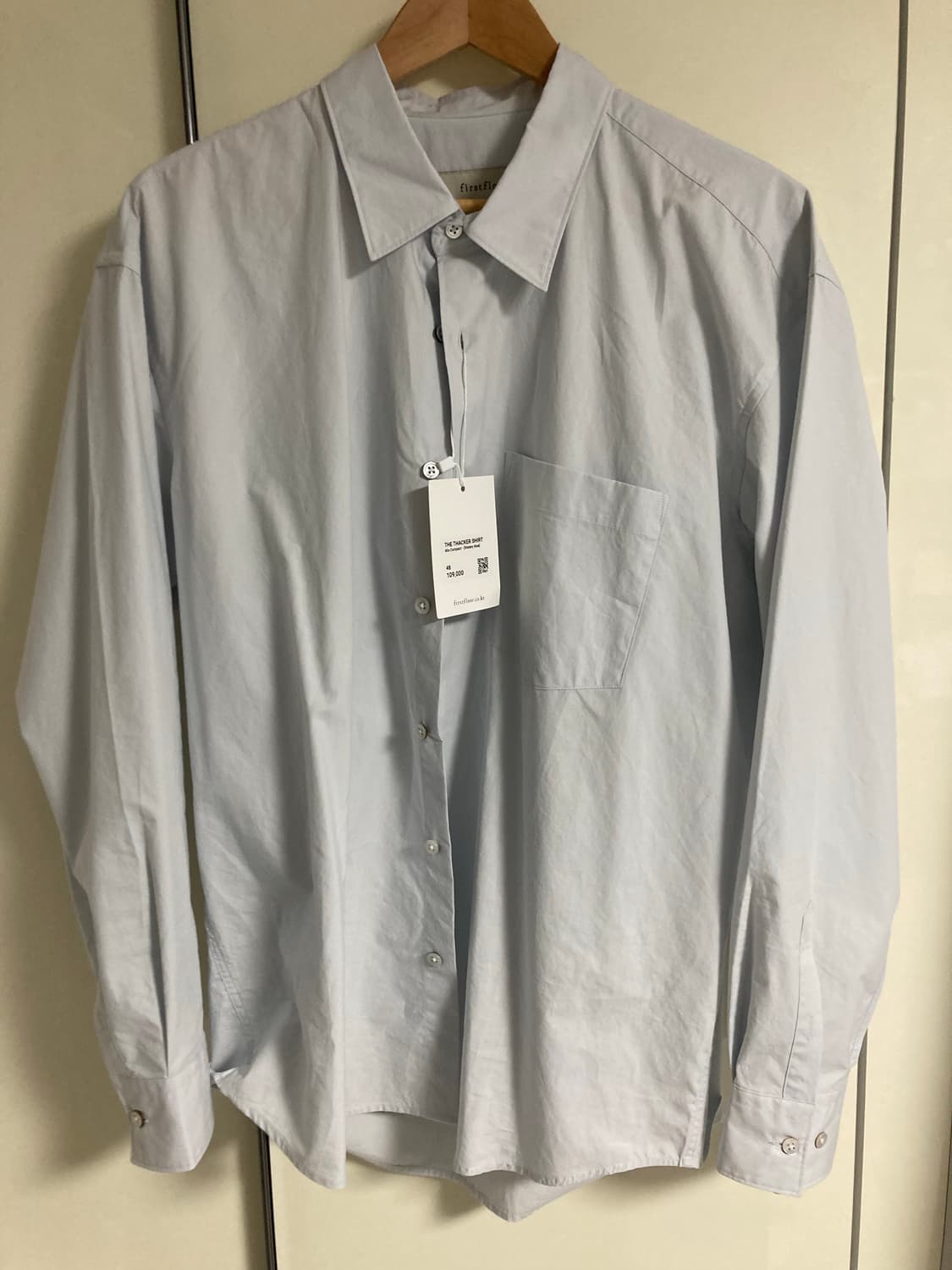 퍼스트플로어 새커셔츠 40수 워터리블루 48사이즈 새상품 상품이미지2