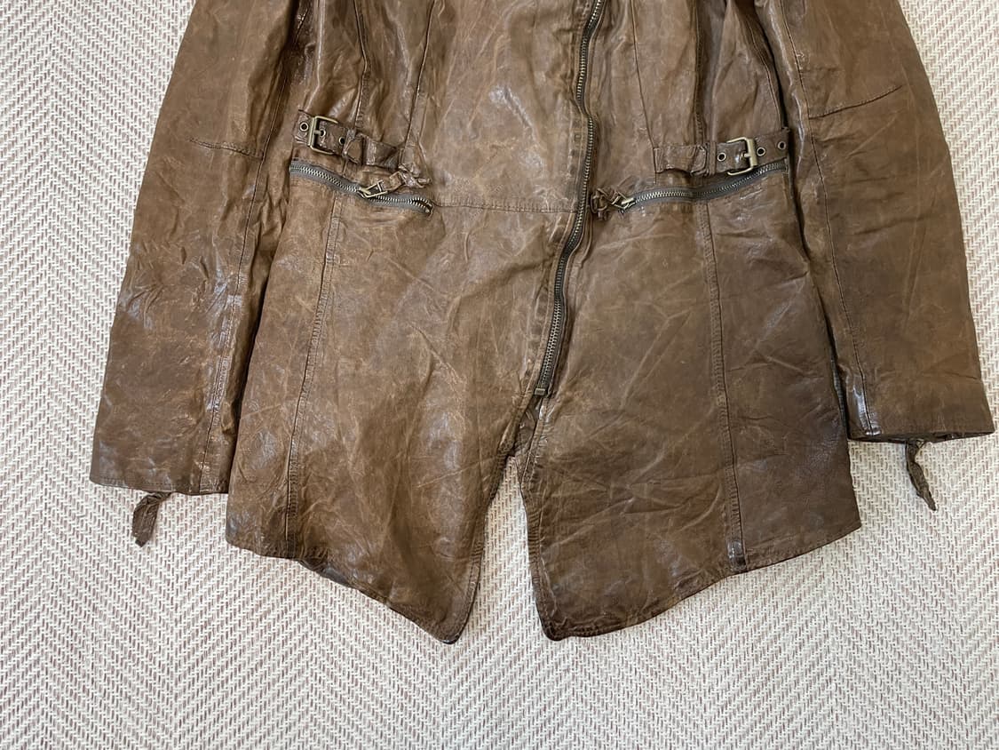 빈티지 fxa 양가죽 뱀피 텍스처 벨티드 브라운 자켓 y2k J03920 상품이미지8