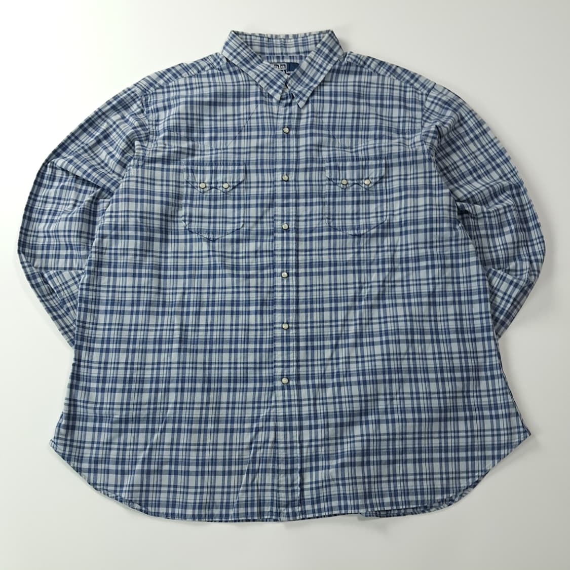 CK557 2XL 폴로 90s 웨스턴체크 블루 셔츠 남방 상품이미지1