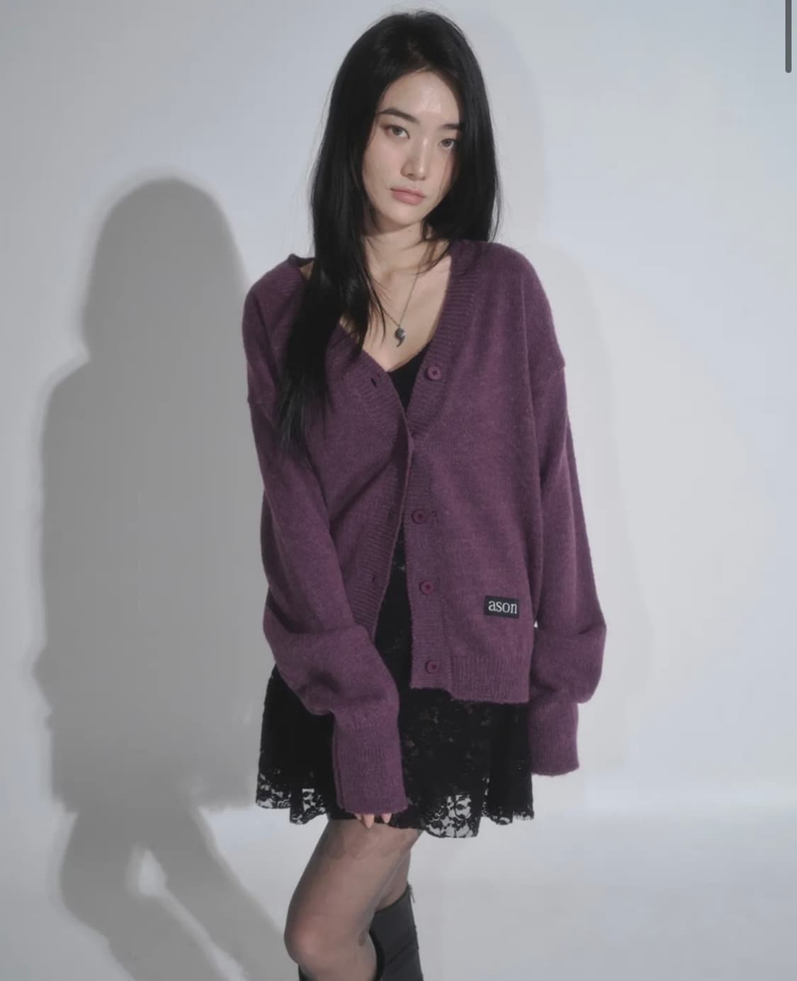 애즈온 하퍼 가디건 happer cardigan 퍼플 상품이미지1