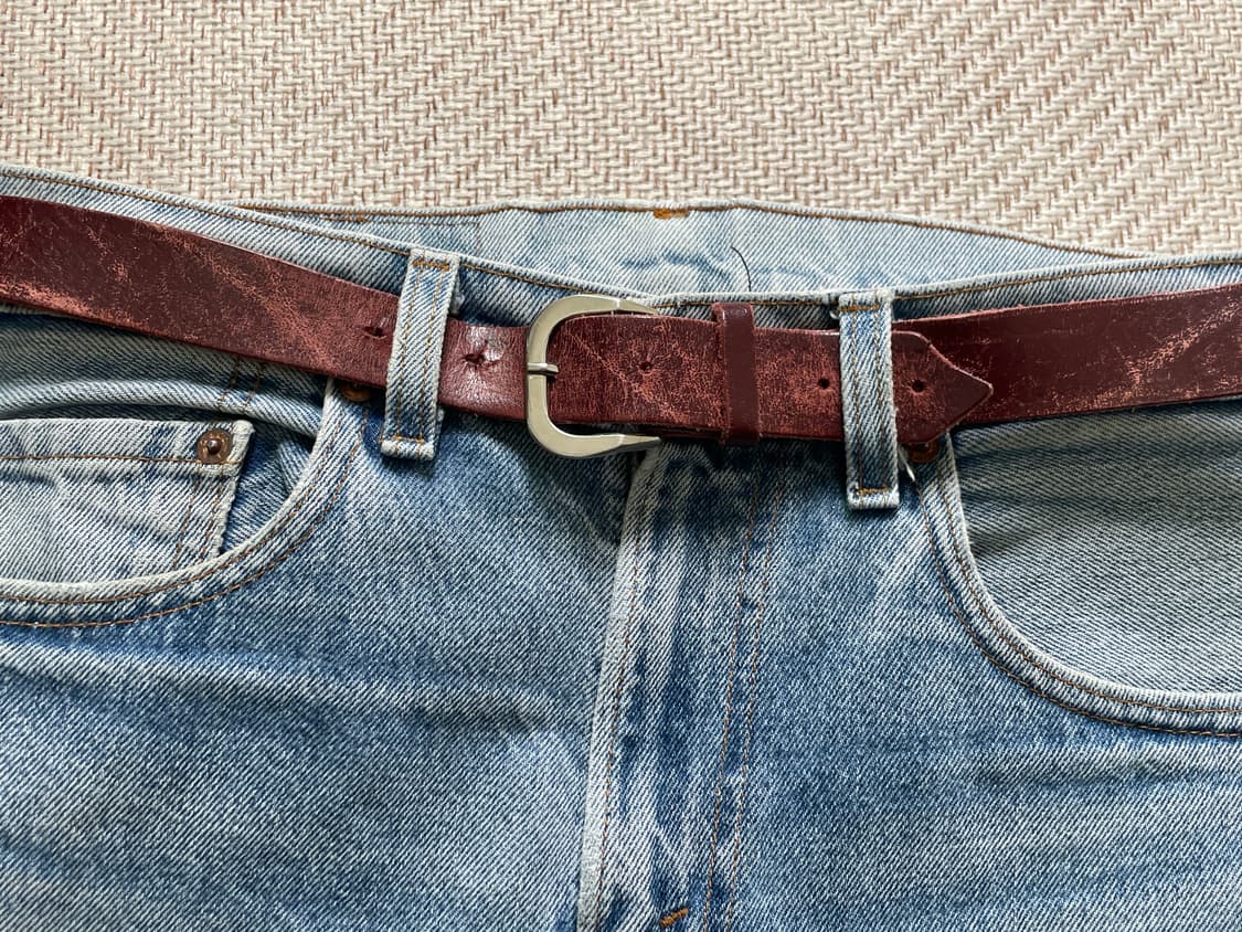 빈티지 버건디 스웨이드 레더 벨트  J04082 상품이미지2