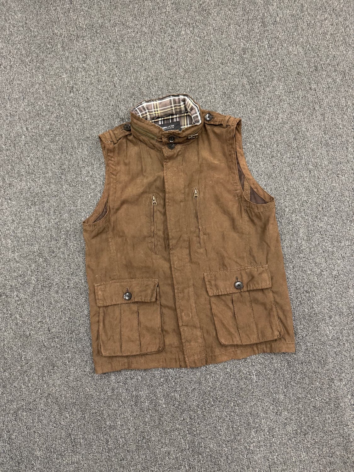 M)Comme ça ism 빈티지 스웨이드 체크포인트 베스트 상품이미지1