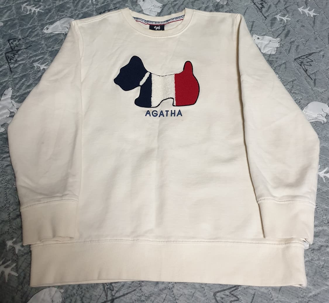 아가타 PARIS 자수로고 기모 맨투맨 아이보리 (100) 상품이미지1