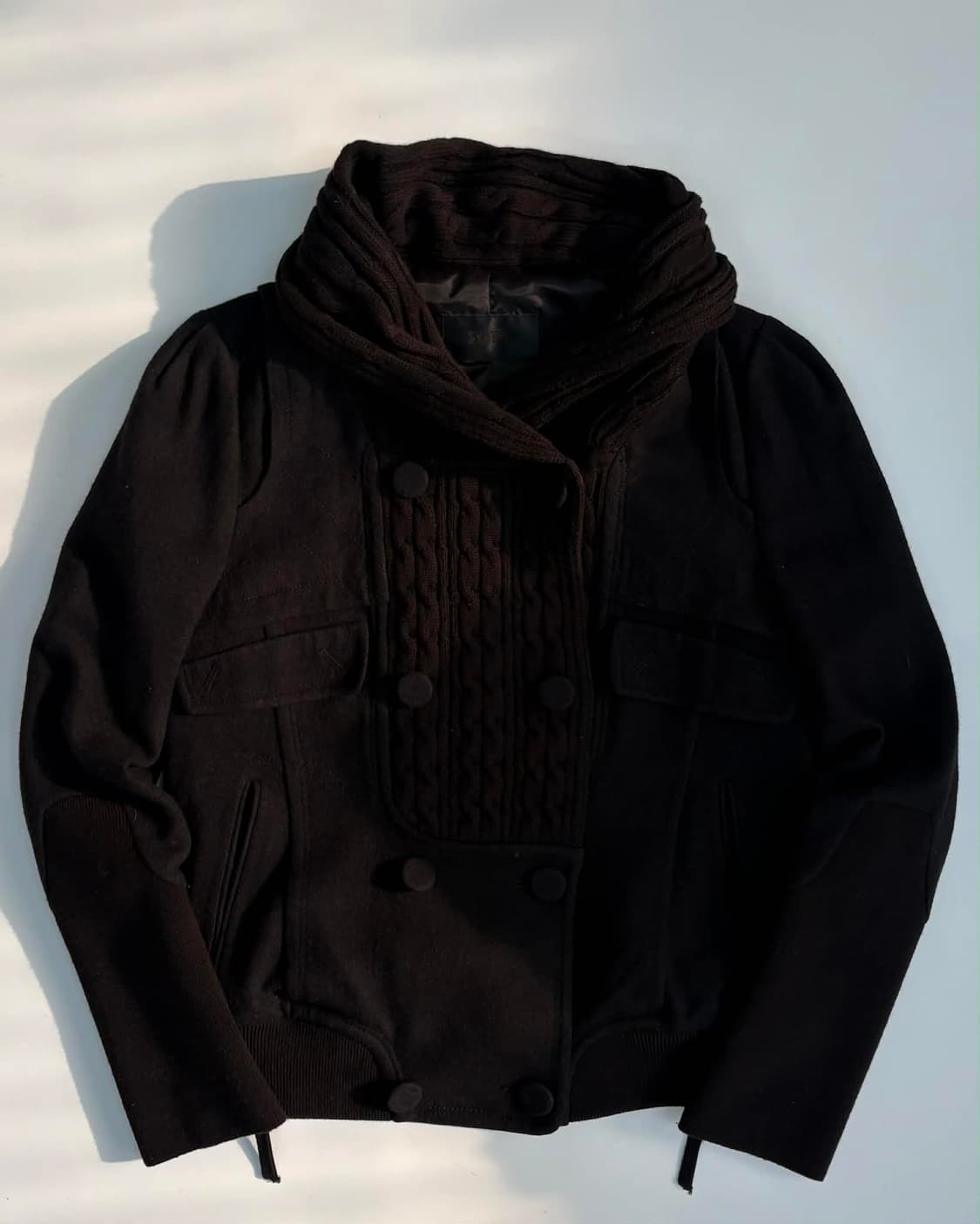 [55] 시스템 한섬 SYSTEM 케이블 니트 레이어드 울 자켓 상품이미지4