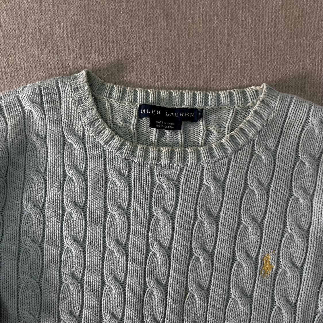 W 95 폴로랄프로렌 스카이블루 꽈배기 니트 상품이미지2