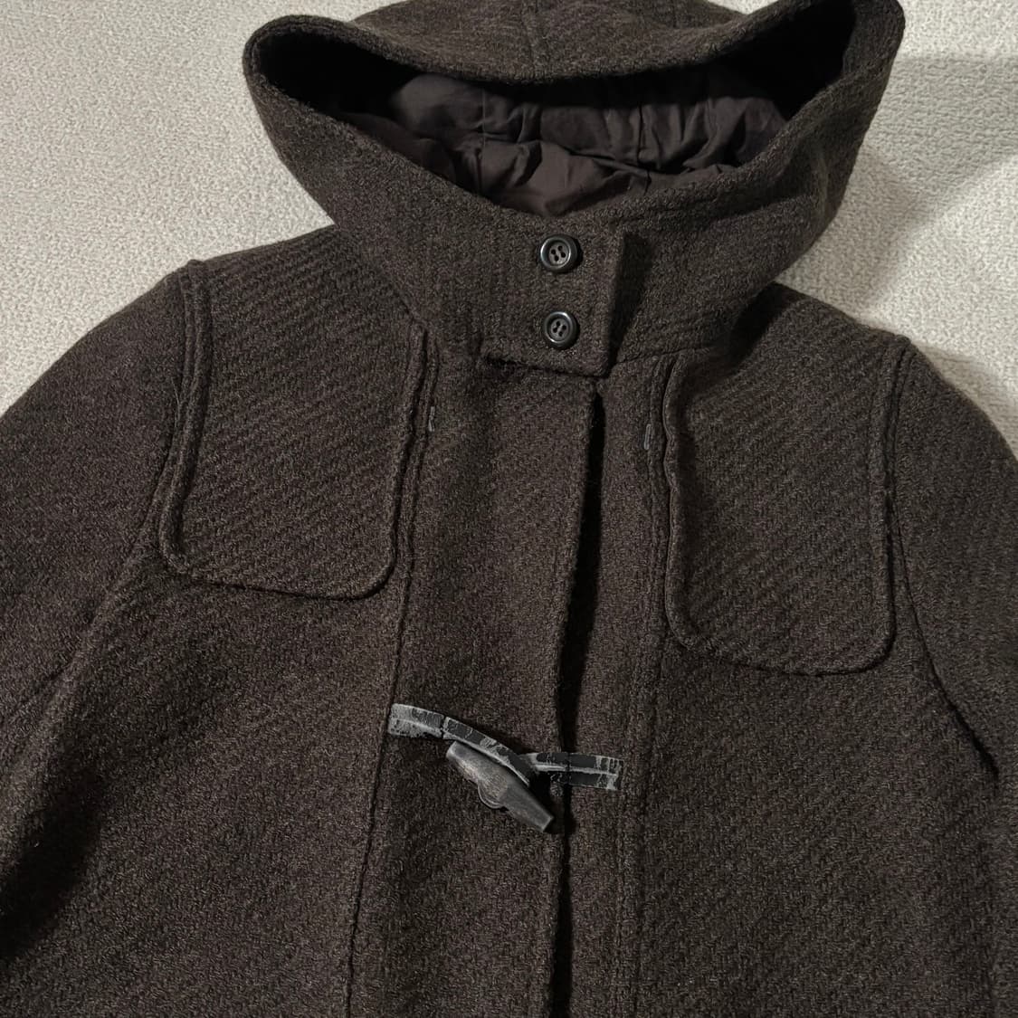 일본빈티지 브라운 후드 떡코 떡볶이코트 상품이미지4