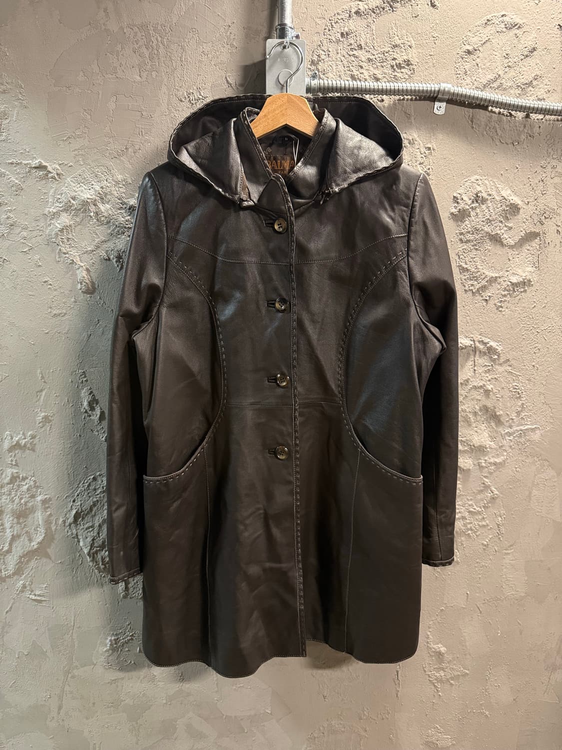 11 발망 BALMAIN 후드 양가죽 하프 코트 다크브라운 상품이미지1