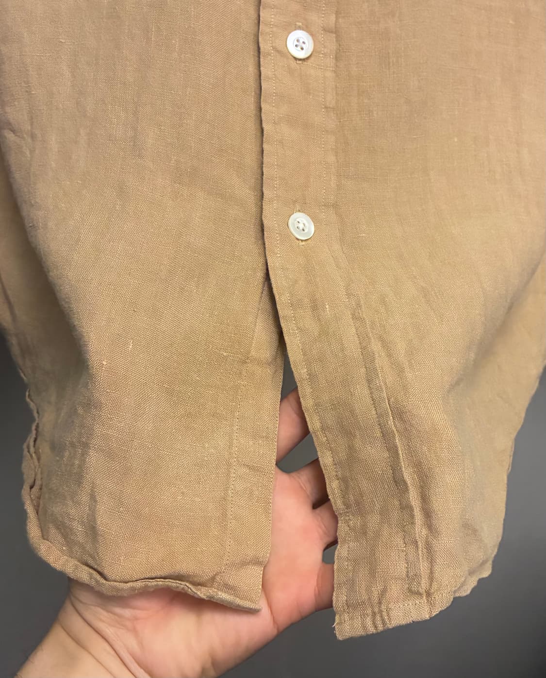 (XL)00s 폴로랄프로렌 투포켓 밀리터리 리넨셔츠 베이지 린넨 상품이미지8